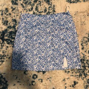 blue flower skirt with slit